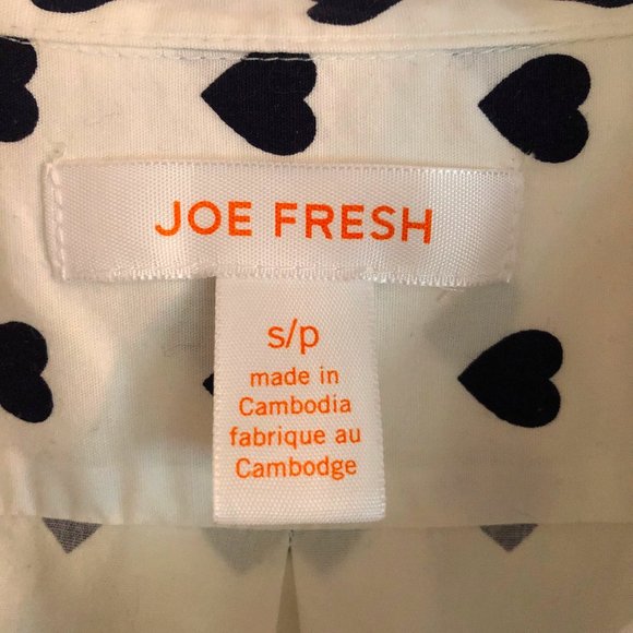 Joe Fresh cotton button down hearts shirt Sz XS/S - Picture 6 of 7